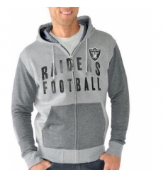 NFL Oakland Raiders G III Sports by Carl Banks Safety Tri Blend Full Zip Hoodie Heathered Gray