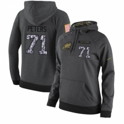 NFL Womens Nike Philadelphia Eagles 71 Jason Peters Stitched Black Anthracite Salute to Service Player Performance Hoodie