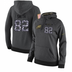 NFL Womens Nike Philadelphia Eagles 82 Torrey Smith Stitched Black Anthracite Salute to Service Player Performance Hoodie