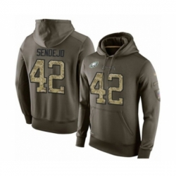 Football Mens Philadelphia Eagles 42 Andrew Sendejo Green Salute To Service Pullover Hoodie