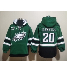 Men Philadelphia Eagles 20 Brian Dawkins Green Ageless Must Have Lace Up Pullover Hoodie