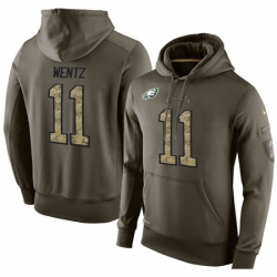 NFL Nike Philadelphia Eagles 11 Carson Wentz Green Salute To Service Mens Pullover Hoodie