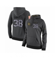 Football Womens Pittsburgh Steelers 38 Jaylen Samuels Stitched Black Anthracite Salute to Service Player Performance Hoodie