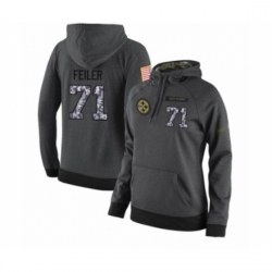 Football Womens Pittsburgh Steelers 71 Matt Feiler Stitched Black Anthracite Salute to Service Player Performance Hoodie