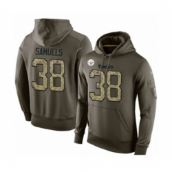 Football Mens Pittsburgh Steelers 38 Jaylen Samuels Green Salute To Service Pullover Hoodie