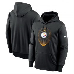 Men Pittsburgh Steelers Black Icon Performance Pullover Hoodie