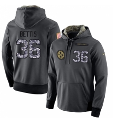 NFL Mens Nike Pittsburgh Steelers 36 Jerome Bettis Stitched Black Anthracite Salute to Service Player Performance Hoodie