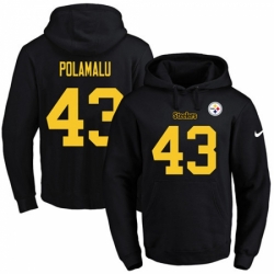 NFL Mens Nike Pittsburgh Steelers 43 Troy Polamalu BlackGold No Name Number Pullover Hoodie