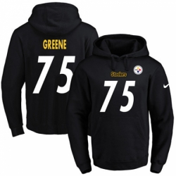 NFL Mens Nike Pittsburgh Steelers 75 Joe Greene Black Name Number Pullover Hoodie