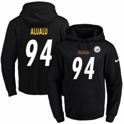 NFL Mens Nike Pittsburgh Steelers 94 Tyson Alualu Black Name Number Pullover Hoodie