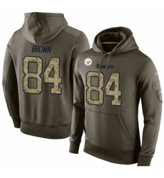 NFL Nike Pittsburgh Steelers 84 Antonio Brown Green Salute To Service Mens Pullover Hoodie