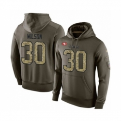 Football Mens San Francisco 49ers 30 Jeff Wilson Green Salute To Service Pullover Hoodie