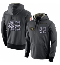 NFL Mens Nike San Francisco 49ers 42 Ronnie Lott Stitched Black Anthracite Salute to Service Player Performance Hoodie