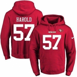 NFL Mens Nike San Francisco 49ers 57 Eli Harold Red Name Number Pullover Hoodie