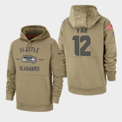 Mens Seattle Seahawks 12th Fan 2019 Salute to Service Sideline Therma Pullover Hoodie Tan