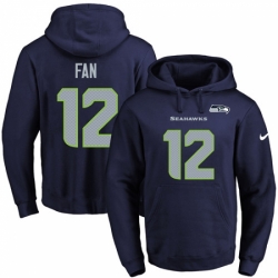 NFL Mens Nike Seattle Seahawks 12th Fan Navy Blue Name Number Pullover Hoodie