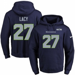 NFL Mens Nike Seattle Seahawks 27 Eddie Lacy Navy Blue Name Number Pullover Hoodie