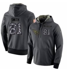 NFL Mens Nike Tennessee Titans 81 Jonnu Smith Stitched Black Anthracite Salute to Service Player Performance Hoodie