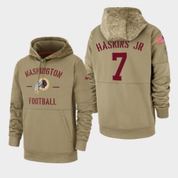 Mens Washington Redskins 7 Dwayne Haskins Jr 2019 Salute to Service Sideline Therma Pullover Hoodie Tan