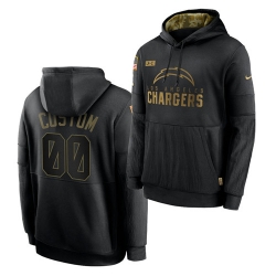 Men Custom Men Los Angeles Chargers 2020 Salute To Service Black Sideline Performance Pullover Hoodie