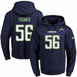 NFL Mens Nike Los Angeles Chargers 56 Korey Toomer Navy Blue Name Number Pullover Hoodie