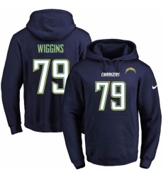 NFL Mens Nike Los Angeles Chargers 79 Kenny Wiggins Navy Blue Name Number Pullover Hoodie