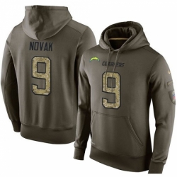 NFL Nike Los Angeles Chargers 9 Nick Novak Green Salute To Service Mens Pullover Hoodie