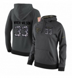 NFL Womens Nike Atlanta Falcons 33 Blidi Wreh Wilson Stitched Black Anthracite Salute to Service Player Performance Hoodie