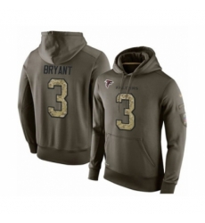 Football Mens Atlanta Falcons 3 Matt Bryant Green Salute To Service Pullover Hoodie