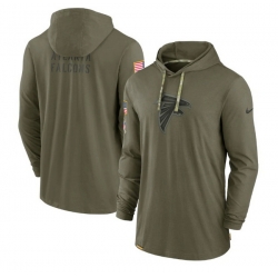 Men Atlanta Falcons 2022 Olive Salute To Service Tonal Pullover Hoodie