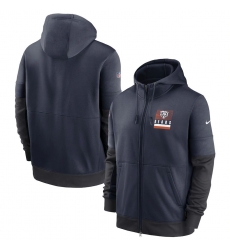 Men Chicago Bears Nike Sideline Impact Lockup Performance Full Zip Hoodie Navy