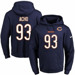 NFL Mens Nike Chicago Bears 93 Sam Acho Navy Blue Name Number Pullover Hoodie