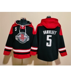 Men Houston Rockets 5 Fred VanVleet Black Red Lace Up Pullover Hoodie