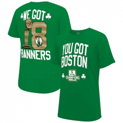 Men Boston Celtics Kelly Green 2024 Finals Champions Banners T Shirt