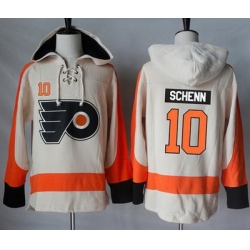 Flyers #10 Brayden Schenn Cream Sawyer Hooded Sweatshirt Stitched NHL Jersey