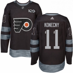 Mens Adidas Philadelphia Flyers 11 Travis Konecny Authentic Black 1917 2017 100th Anniversary NHL Jersey 