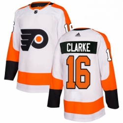 Mens Adidas Philadelphia Flyers 16 Bobby Clarke Authentic White Away NHL Jersey 