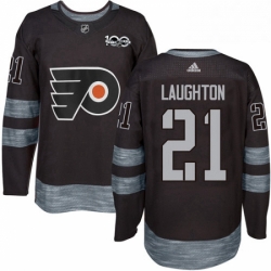 Mens Adidas Philadelphia Flyers 21 Scott Laughton Premier Black 1917 2017 100th Anniversary NHL Jersey 