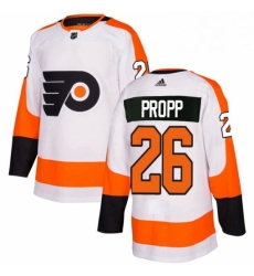 Mens Adidas Philadelphia Flyers 26 Brian Propp Authentic White Away NHL Jersey 