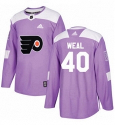 Mens Adidas Philadelphia Flyers 40 Jordan Weal Authentic Purple Fights Cancer Practice NHL Jersey 