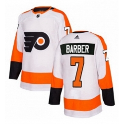 Mens Adidas Philadelphia Flyers 7 Bill Barber Authentic White Away NHL Jersey 