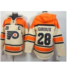 Philadelphia Flyers #28 Claude Giroux Cream Stitched NHL Sawyer Hooded Sweatshirt