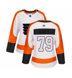 Women Philadelphia Flyers #79 Carter Hart Authentic White Away Hockey Jersey