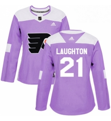 Womens Adidas Philadelphia Flyers 21 Scott Laughton Authentic Purple Fights Cancer Practice NHL Jersey 