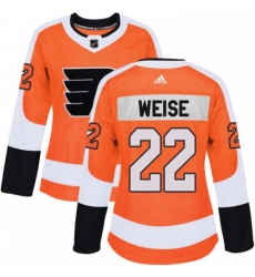 Womens Adidas Philadelphia Flyers 22 Dale Weise Authentic Orange Home NHL Jersey 