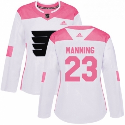 Womens Adidas Philadelphia Flyers 23 Brandon Manning Authentic WhitePink Fashion NHL Jersey 