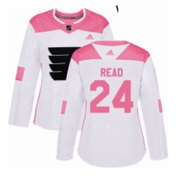 Womens Adidas Philadelphia Flyers 24 Matt Read Authentic WhitePink Fashion NHL Jersey 