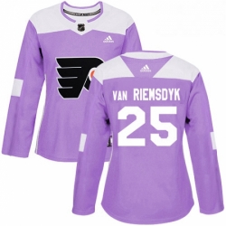 Womens Adidas Philadelphia Flyers 25 James Van Riemsdyk Authentic Purple Fights Cancer Practice NHL Jersey 