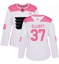 Womens Adidas Philadelphia Flyers 37 Brian Elliott Authentic WhitePink Fashion NHL Jersey 