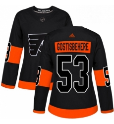 Womens Adidas Philadelphia Flyers 53 Shayne Gostisbehere Premier Black Alternate NHL Jersey 